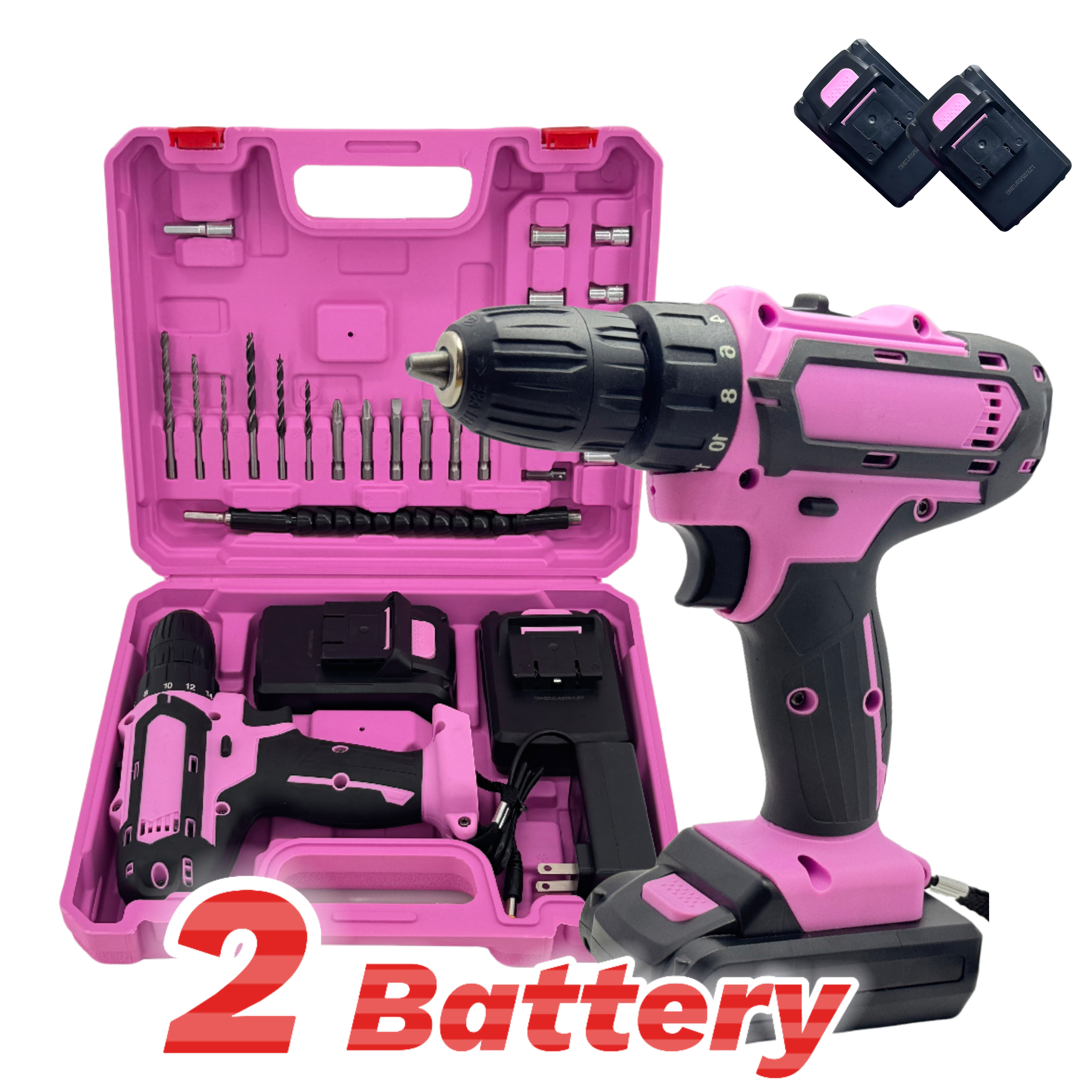 24-Piece Set Brushless Industr - مراجعة Power Tools Pink وسعره