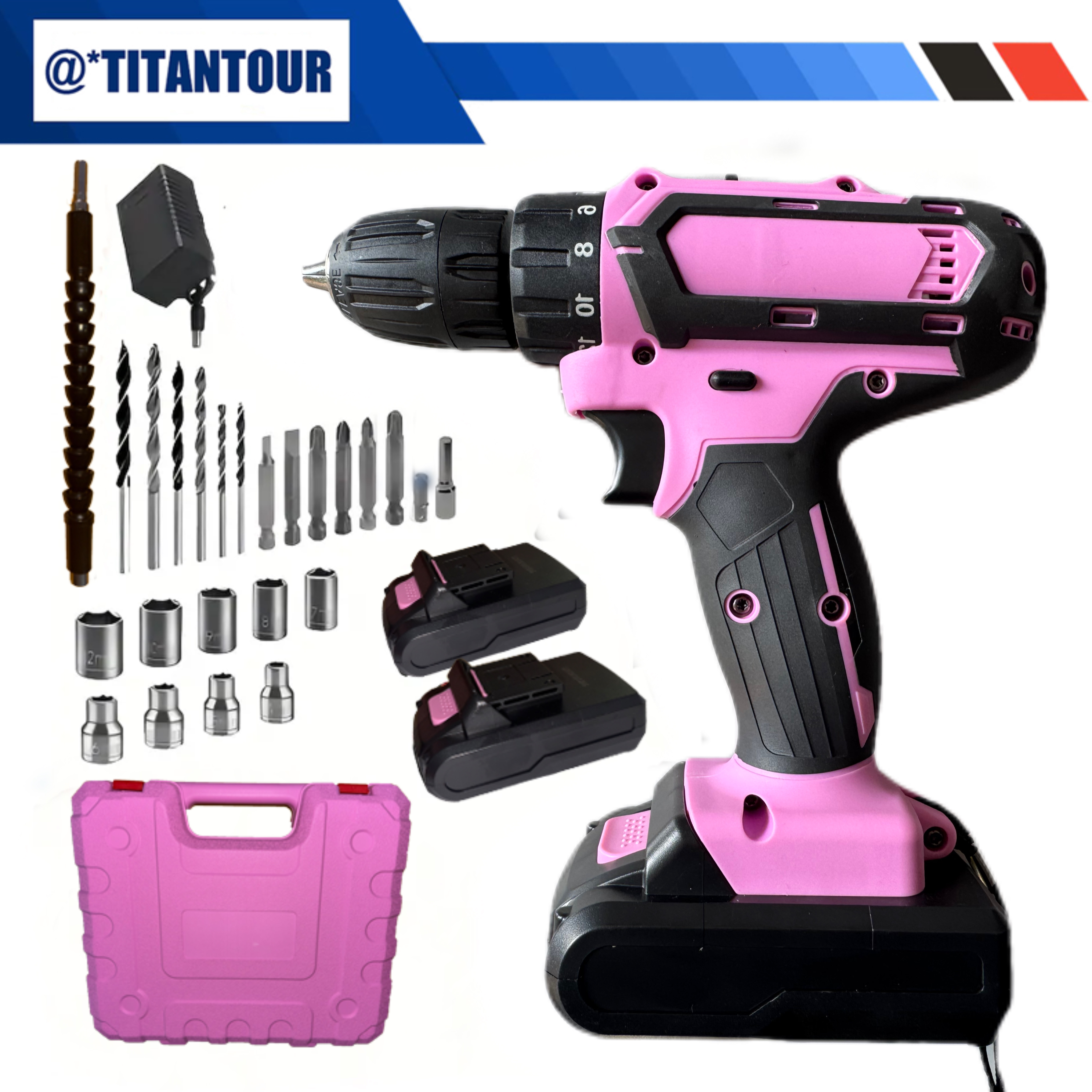 24-Piece Set Brushless Industr - مراجعة Power Tools Pink وسعره