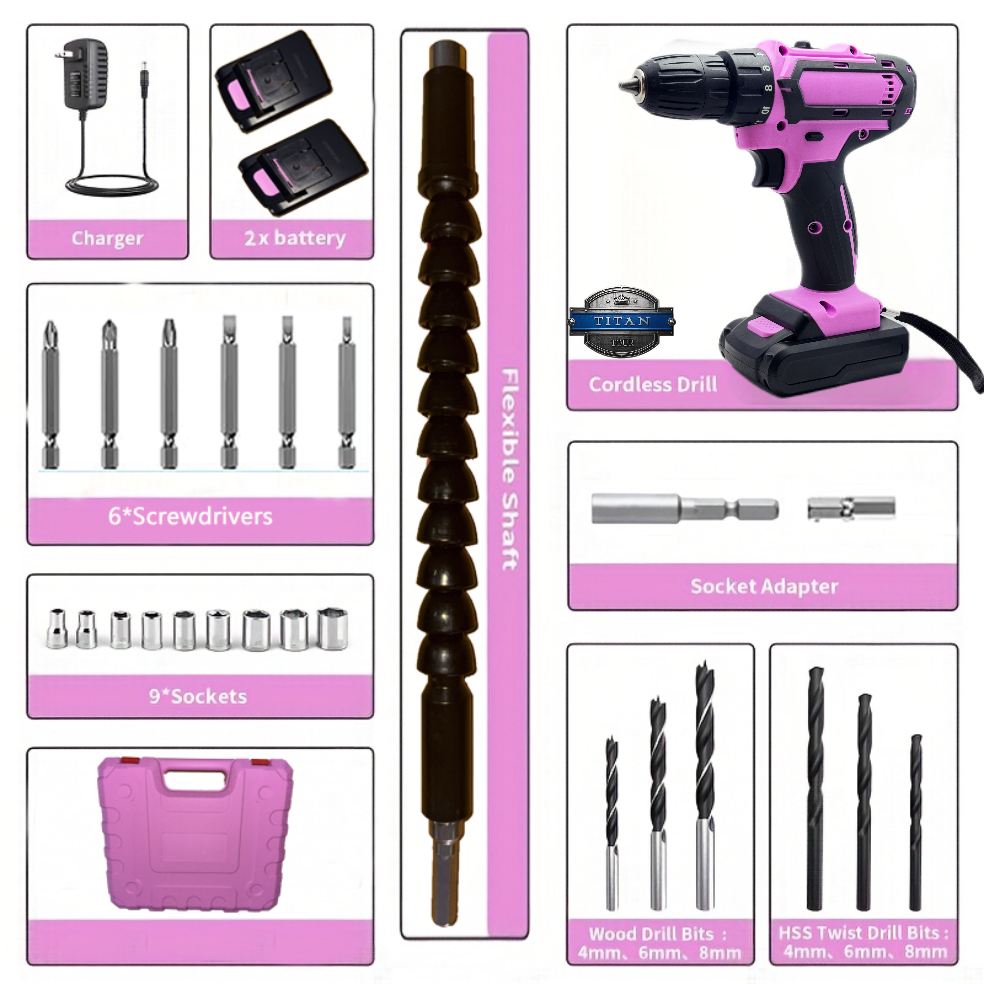 24-Piece Set Brushless Industr - مراجعة Power Tools Pink وسعره