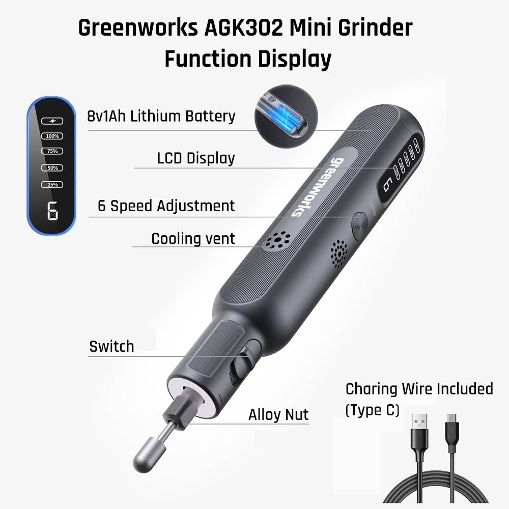 Greenworks 8V Mini Grinder 52p - مراجعة Power Tools Pink وسعره