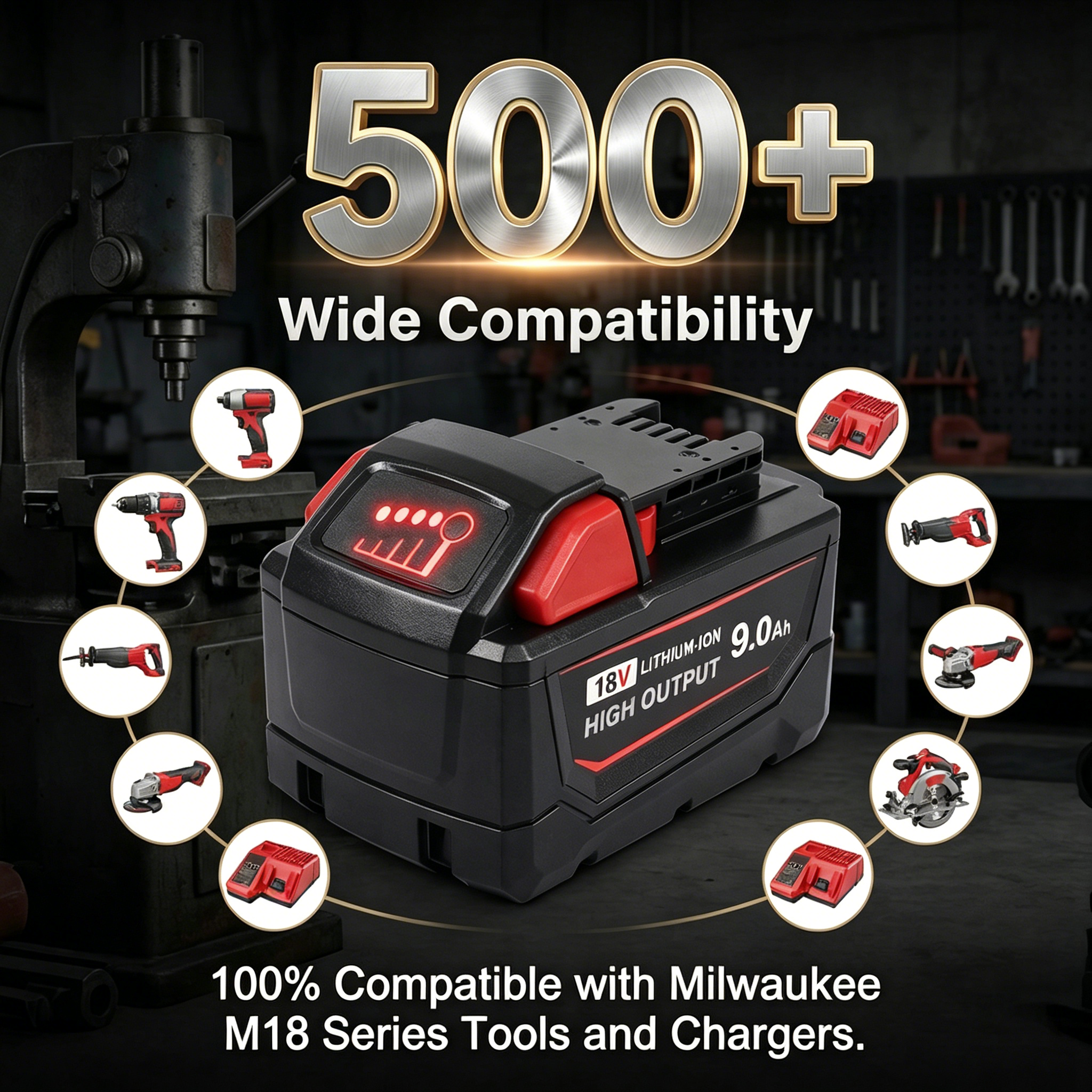 4Pack 9.0Ah Battery For Milwau - مراجعة Power Tools Milwaukee وسعره