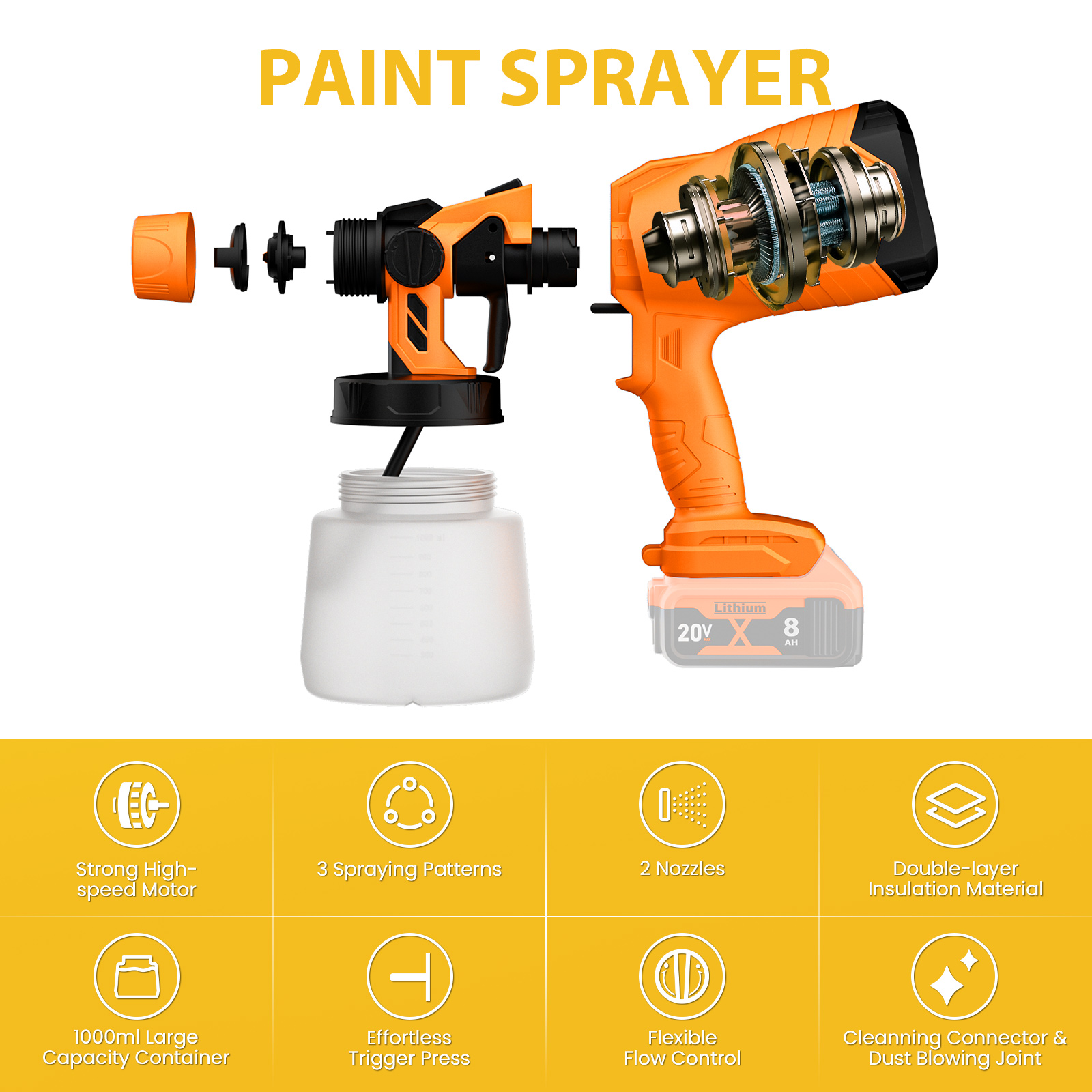 1000ML Electric Spray Gun For  - مراجعة Power Tools For Windows وسعره